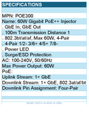 Cudy POE300 60W Gigabit PoE+ PoE Injector Retail - Black