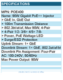 Cudy POE400 90W Gigabit PoE++ PoE+ PoE Injector Retail - Plug & Play - Black