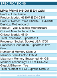 ASUS Prime H610M-E D4-CSM Desktop Motherboard - Intel H610 Chipset