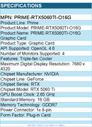 ASUS PRIME-RTX5060TI-O16G NVIDIA GeForce RTX 5060 Ti Graphic Card - 16 GB GDDR7