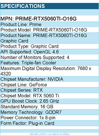 ASUS PRIME-RTX5060TI-O16G NVIDIA GeForce RTX 5060 Ti Graphic Card - 16 GB GDDR7