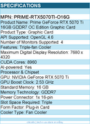 ASUS PRIME-RTX5070TI-O16G NVIDIA GeForce RTX 5070 Ti Graphic Card - 16 GB GDDR7
