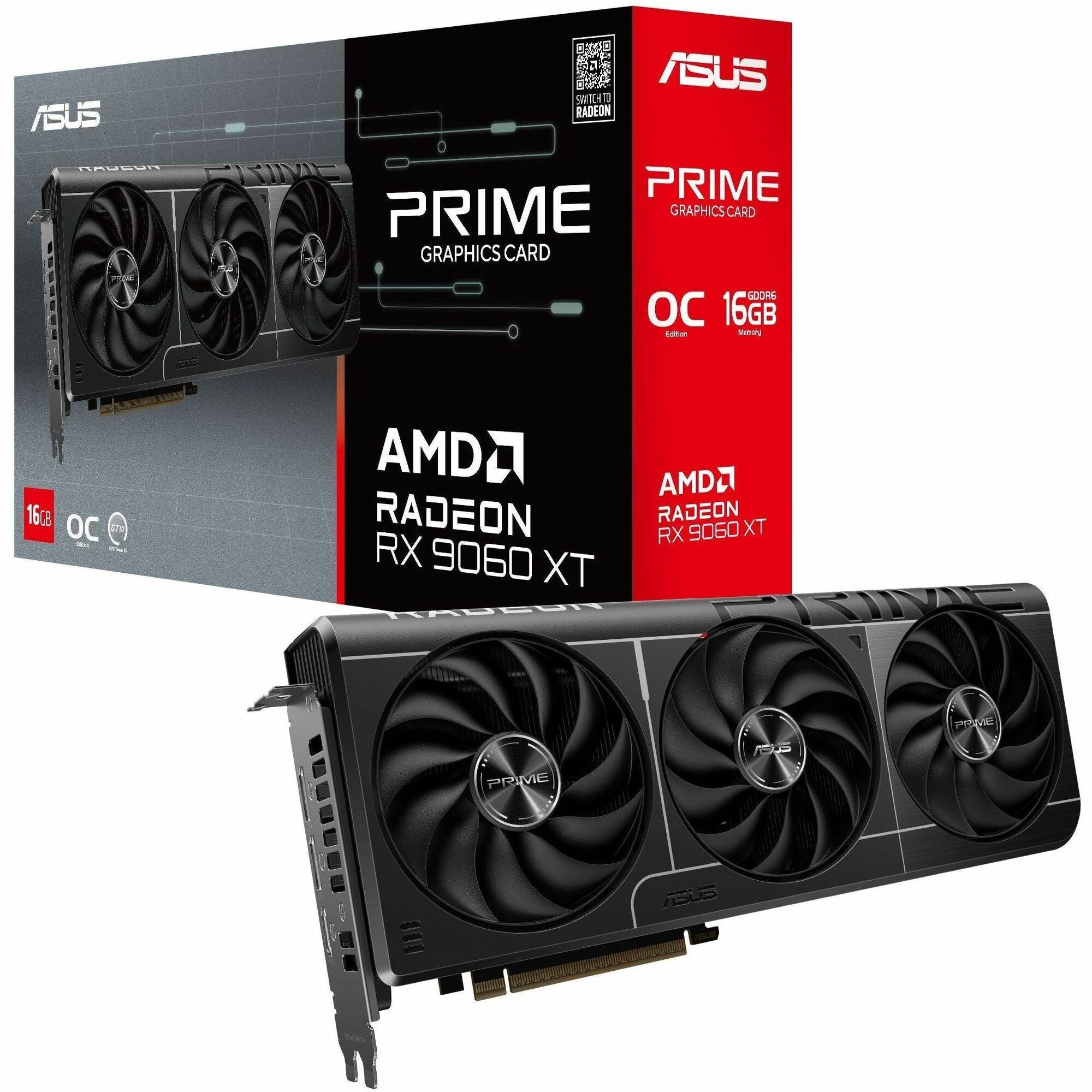 Asus PRIME-RX9060XT-O16G AMD Radeon 7680 16GB GDDR6 2x DP HDI- Graphics Card