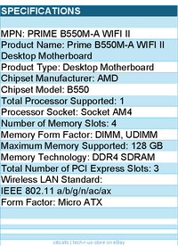 ASUS Prime B550M-A WIFI II Desktop Motherboard - AMD B550 Chipset - Socket AM4