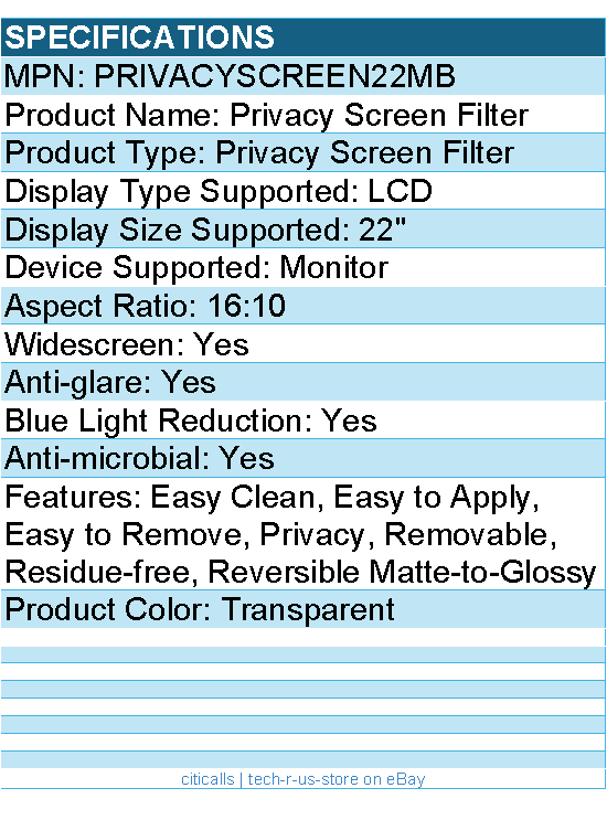 StarTech PRIVACY-SCREEN-22MB Monitor Privacy Screen for 22" Display