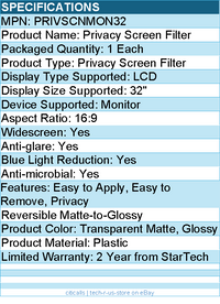 StarTech PRIVSCNMON32 Monitor Privacy Screen for 32 inch Display, Widescreen