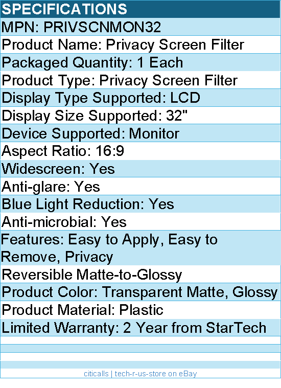 StarTech PRIVSCNMON32 Monitor Privacy Screen for 32 inch Display, Widescreen