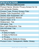 StarTech PRIVSCNMON34W Privacy Screen - 21:9 Widescreen for 34 inch Monitor