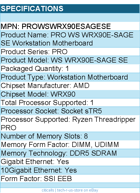 ASUS PROWSWRX90ESAGESE Workstation Motherboard - AMD WRX90 Chipset
