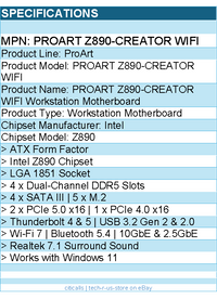 ASUS PROART Z890-CREATOR WIFI ProArt Workstation Motherboard
