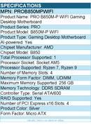 MSI PROB850MPWIFI B850M-P WIFI Gaming Desktop Motherboard - AMD B850 Chipset