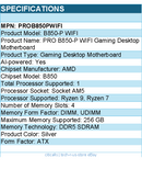 MSI PROB850PWIFI Gaming Desktop Motherboard - AMD B850 Chipset - Socket AM5