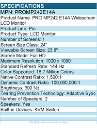 MSI PROMP242E14A Pro MP242 E14A 24" Class Full HD LCD Monitor - 16:9