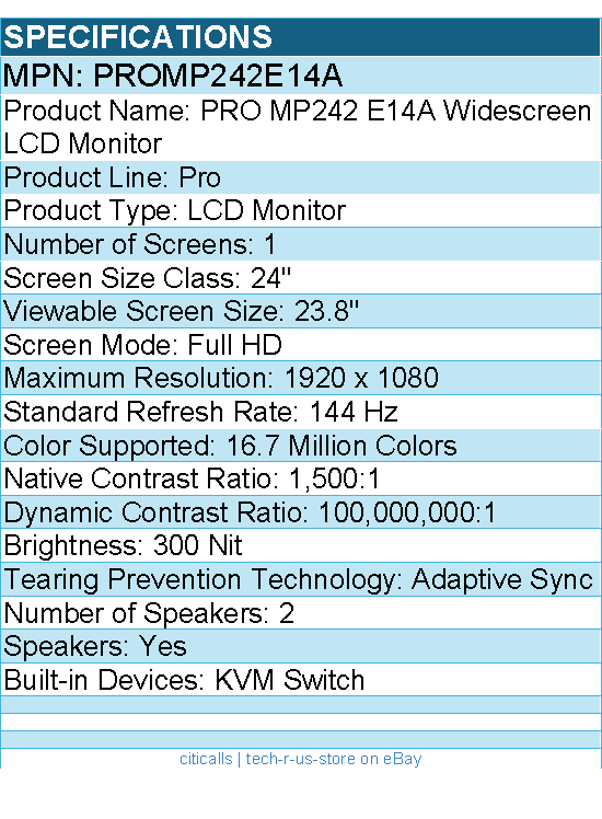 MSI PROMP242E14A Pro MP242 E14A 24" Class Full HD LCD Monitor - 16:9