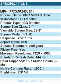 MSI PROMP243LE14 PRO MP243L E14 24" Class Full HD LCD Monitor - 16:9