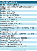 MSI PROMP251E2 Pro MP251 E2 25" Class Full HD LCD Monitor - 16:9 - Black