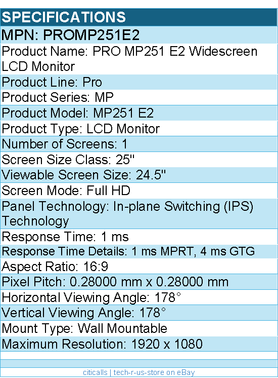 MSI PROMP251E2 Pro MP251 E2 25" Class Full HD LCD Monitor - 16:9 - Black