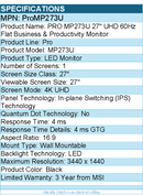 MSI ProMP273U Pro MP273U 27" Class 4K UHD LED Monitor - 16:9 - Black