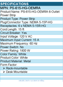 Eaton Tripp Lite Series PS-615-HG-OEMRA 6-Outlet Power Strip - White