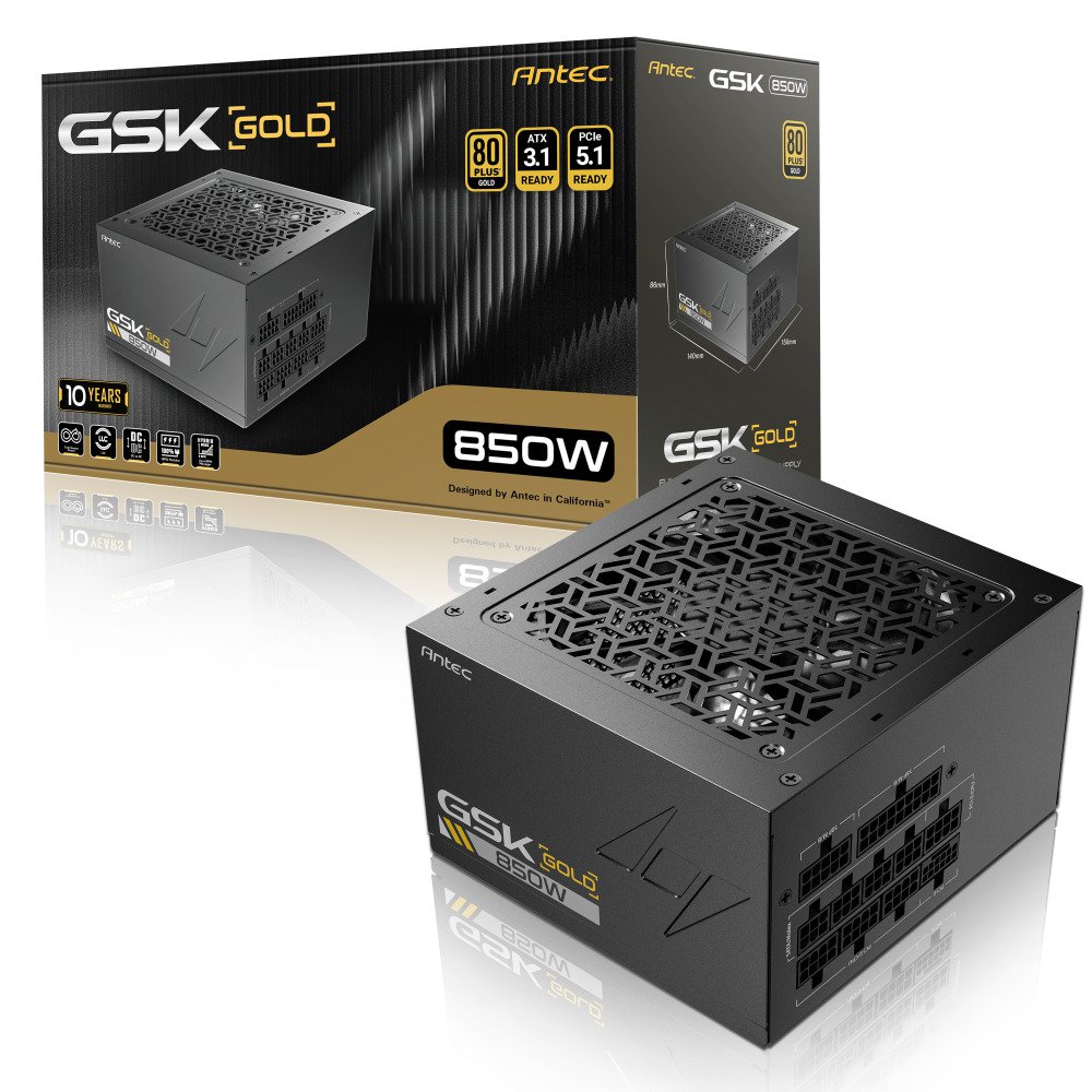 ANTEC GSK850 V2 850W 80+ Gold Full Modular ATX 3.1 PCIe 5.1 Power Supply Unit