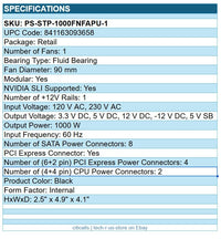 ThermalTake PS-STP-1000FNFAPU-1 Toughpower SFX 1000W SFX Plat Modular Power Supp