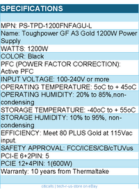 Thermaltake PS-TPD-1200FNFAGU-L TOUGHPOWER GF A3 Gold 1200 W - Power Supply