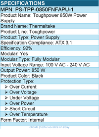 Thermaltake PS-TPP-0850FNFAPU-1 Toughpower 850W Power Supply