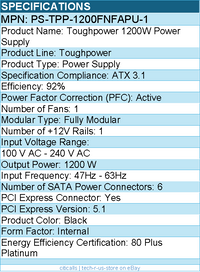 Thermaltake PS-TPP-1200FNFAPU-1 Toughpower 1200W Power Supply