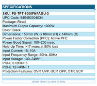 ThermalTake PS-TPT-1000FNFAGU-3 Toughpower 1000W 80+ Gold Full Modular Power Sup