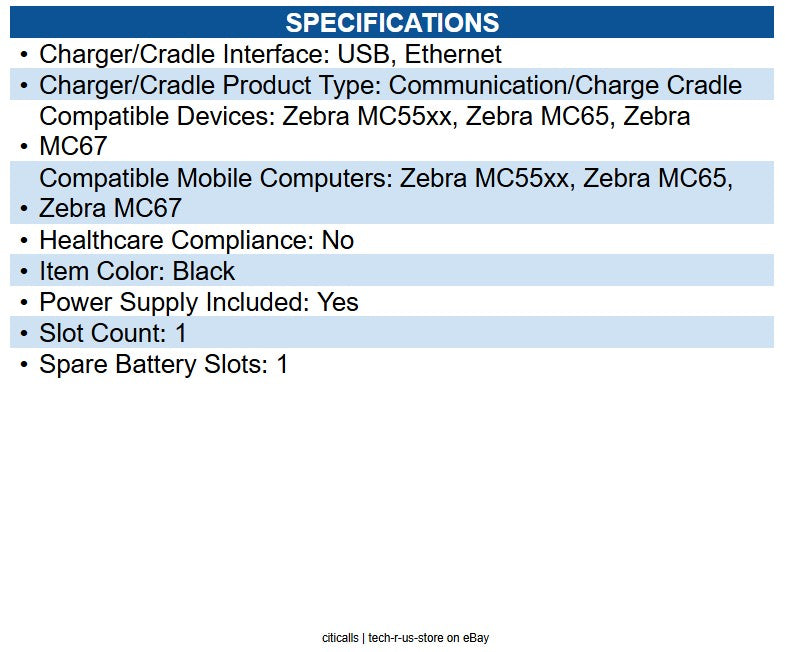 Portsmith PSCK-MC67UE E-Cradle Kit, 1 Slot USB to Ethernet for Moto MC55/65/67