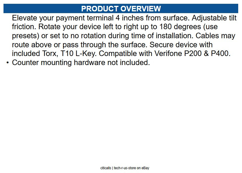 HAT Design Works PTS-04-P200/P400-104 Verifone Payment Device Stand P200/P400