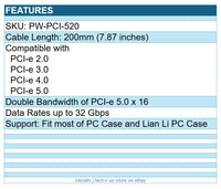Lian Li PW-PCI-520 PCIE 5.0 4.0 16X Riser Extension Cable Double Bandwidth Black