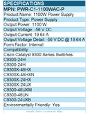 Cisco PWR-C1-1100WAC-P 1100W Power Supply - Internal - 80 Plus Platinum