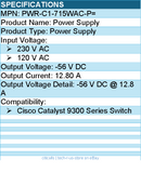 Cisco PWR-C1-715WAC-P= 715W AC 80+ PLAT CONFIG 1 PWR - Power Supply
