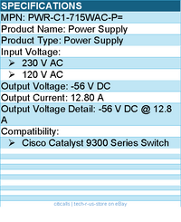 Cisco PWR-C1-715WAC-P= 715W AC 80+ PLAT CONFIG 1 PWR - Power Supply