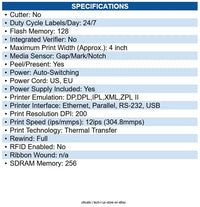 Honeywell PX4EU11000005120 Barcode Label Printer PX4E,ETH,PI,LTS+S,RTC,TT,203DPI
