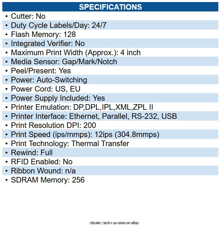 Honeywell PX4EU11000005120 Barcode Label Printer PX4E,ETH,PI,LTS+S,RTC,TT,203DPI