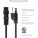 StarTech PXT101NB3S3 3ft Laptop Power Cord, NEMA 5-15P to C5 (Clover Leaf), 125V
