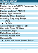 HPE Q8N49A AP-ANT-22 Antenna - 2.4 GHz, 5 GHz For Aruba 318 Series Access Points