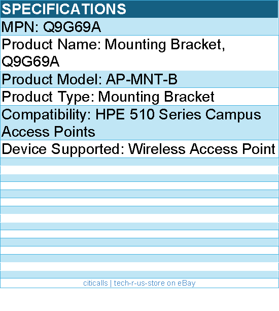 HPE Q9G69A AP-MNT-B Mounting Bracket - For HPE 510 Series Campus Access Points
