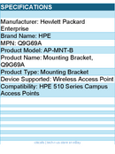 HPE Q9G69A AP-MNT-B Mounting Bracket for Wireless Access Point