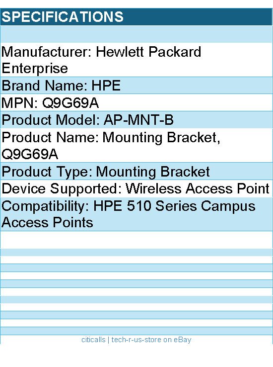 HPE Q9G69A AP-MNT-B Mounting Bracket for Wireless Access Point