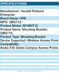 HPE Q9G71A AP-MNT-D Mounting Bracket for Aruba 510 Series Campus Access Points