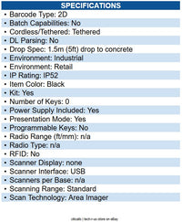 Datalogic QD2590-WHK1S-CB64 QUICKSCAN D2590,2DMPX,WHT,USB KIT SB6125