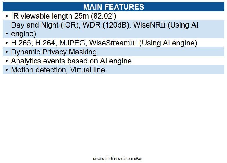 Hanwha QND-C8023R 5MP AI Indoor Dome IR Camera with Built-In Mic, 4mm Fixed Lens