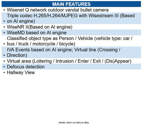 Hanwha QNO-C8023R 5MP AI IR Bullet IP Camera, 120 dB WDR, 30m IR, 4mm Fixed Lens