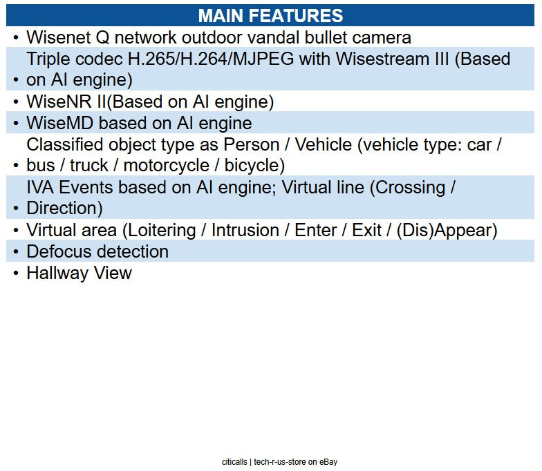 Hanwha QNO-C8023R 5MP AI IR Bullet IP Camera, 120 dB WDR, 30m IR, 4mm Fixed Lens