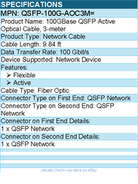 Cisco QSFP-100G-AOC3M= 100GBase QSFP Active - 9.84 ft Fiber Optic Network Cable