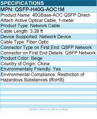 Cisco QSFP-H40G-AOC1M 40GBase-AOC QSFP Direct-Attach Active Optical Cable