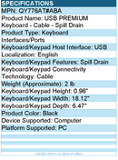 HPI QY776AT#ABA USB PREMIUM Keyboard - Cable - Spill Drain - Black